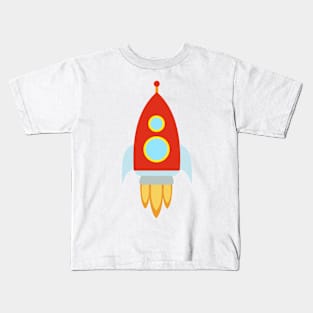 Red Rocket Spaceship Kids T-Shirt